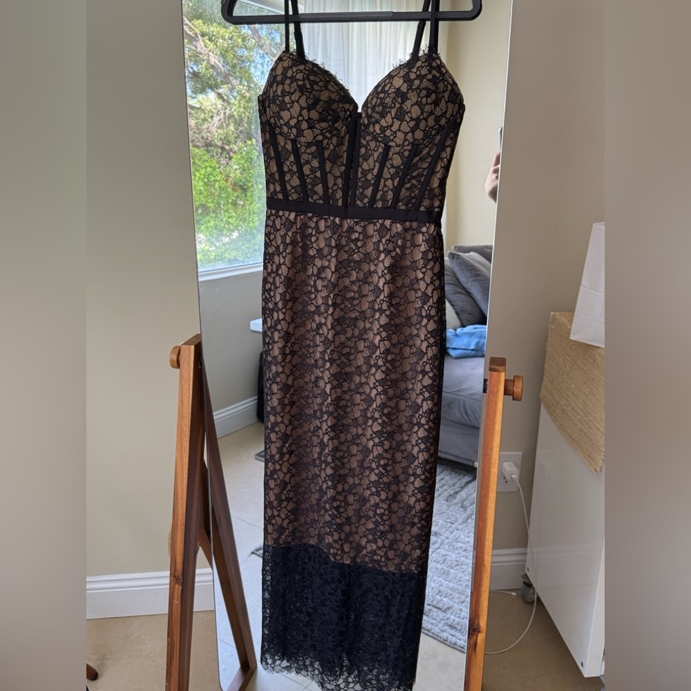 NWT Simkhai Elegant Black Lace spaghetti strap Dress
